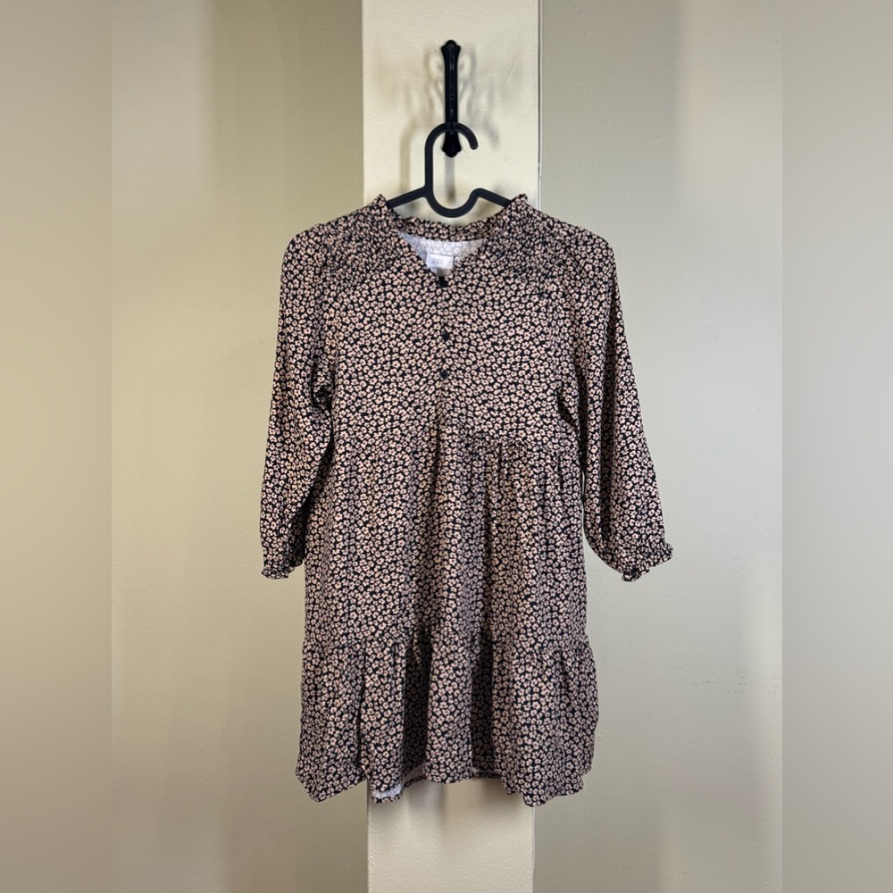 NWT Zara girls brown and black floral tiered dress - Picture 3 of 7